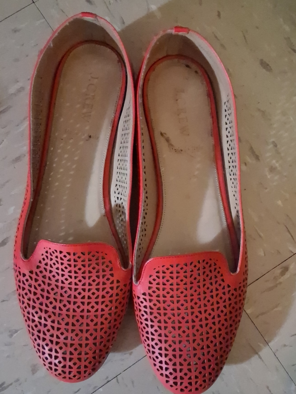 J. Crew Coral Laser-Cut Slip-On Flats